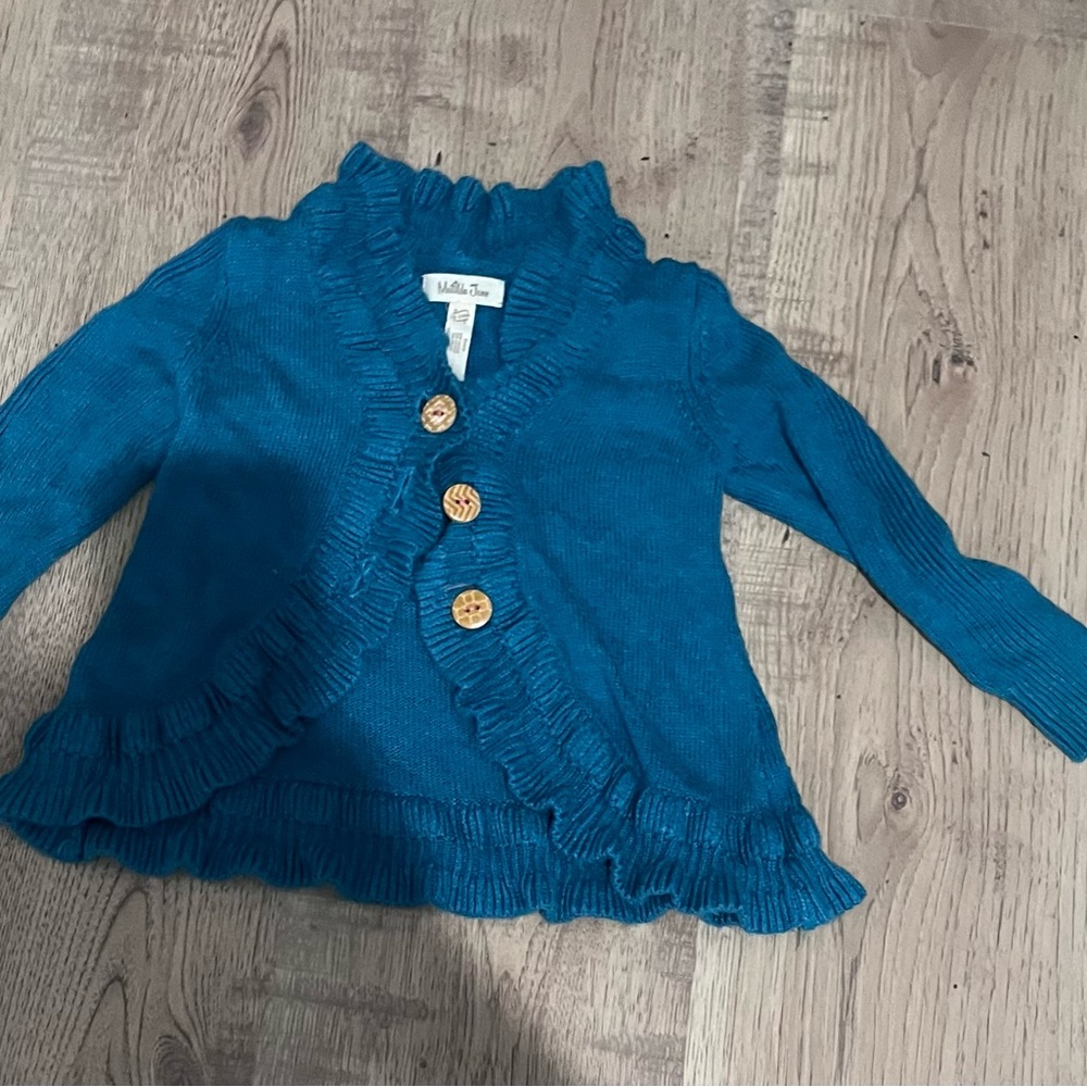 Matilda Jane Blue Ruffle Kids Sweater